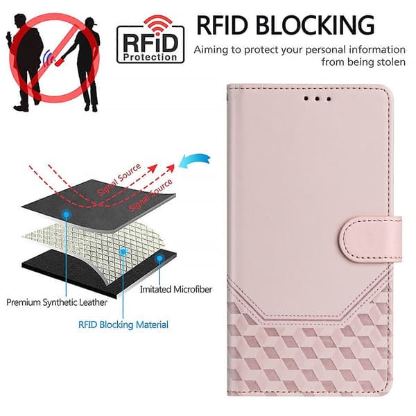 RFID-mobilfodral i läder med bikakeprägling Pink For Nothing Phone 2a