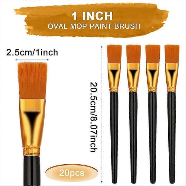 20 st platt penselset, stora professionella penslar