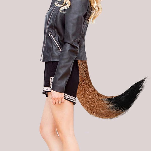 Faux Fur Kat Ræv Ulv Pels Hale og Ører til Halloween Camel black black