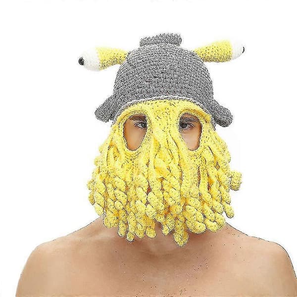 Vinteruldhat Europa og Amerika Sjov blækspruttehat Maske Pullover Tentakelhat[ls]