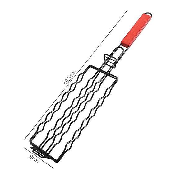 Grillkurv til pølser, pølserulleholder i rustfrit stål 48.5*9CM