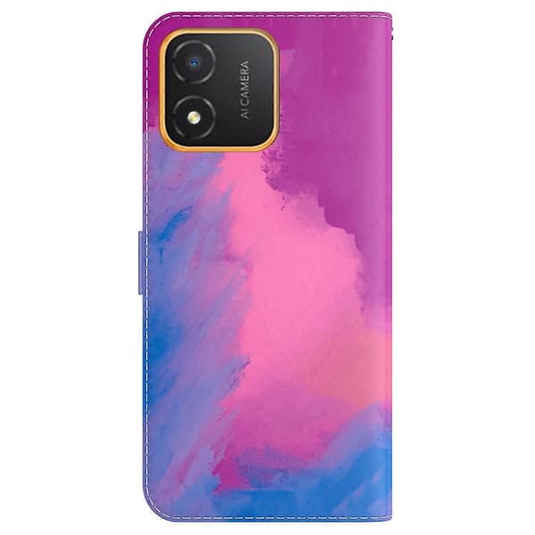 Til Honor X5 Akvarel Mønster Flip Læder Telefonetui Purple Red