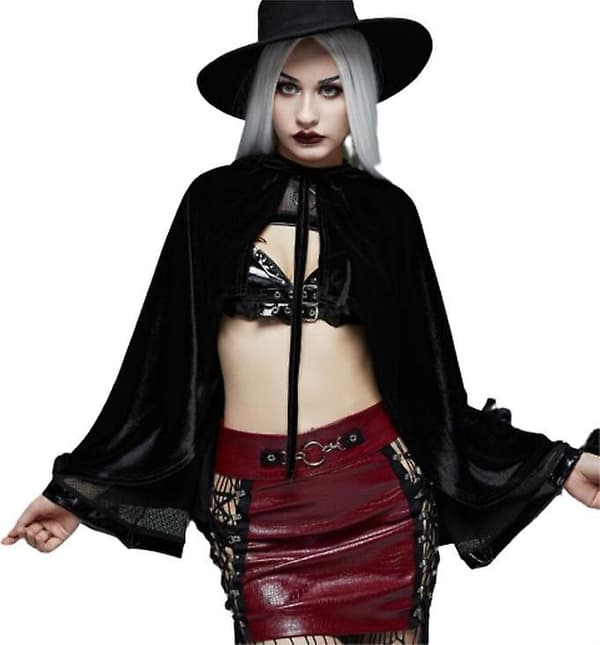Dame Batwing Trykt Løs Kappe—ls Black