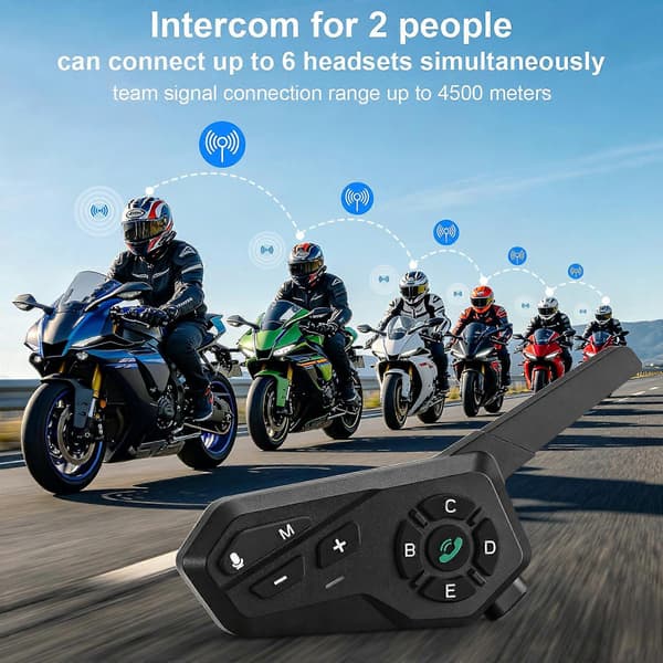 Moottoripyöräkypärän vedenpitävä langaton radiopuhelin Bluetooth-kuuloke musta Two
