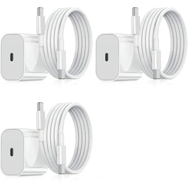 3-pack iPhone-laddare - Snabbladdare + Adapter + 20W Kabel Vit, One Size iPhone NT 3-Pack, USB-C Set