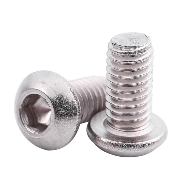 M6x12mm rustfrit stål unbrakonøgle knaphovedskruer 50 stk.—ls
