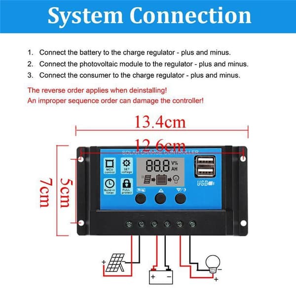 300W 12V Solpanelssats Batteriladdare 300W 12V Off Grid System med 40A Kontroller
