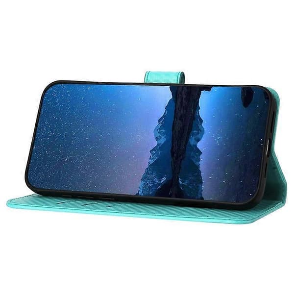 YX0070 Kompatibel med Samsung Galaxy S23 Fodral Kolfiber Textur Läder Plånboksfodral LightBlue