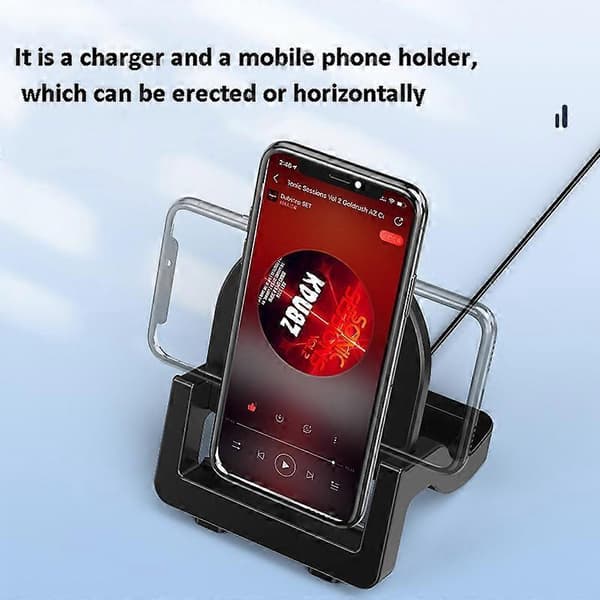 KH-18 15W Vertikal Trådløs Hurtiglader med Telefonholder Black
