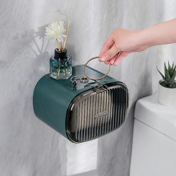 Vanntett toalettpapirholder, veggmontert stansefri papirdispenser Green