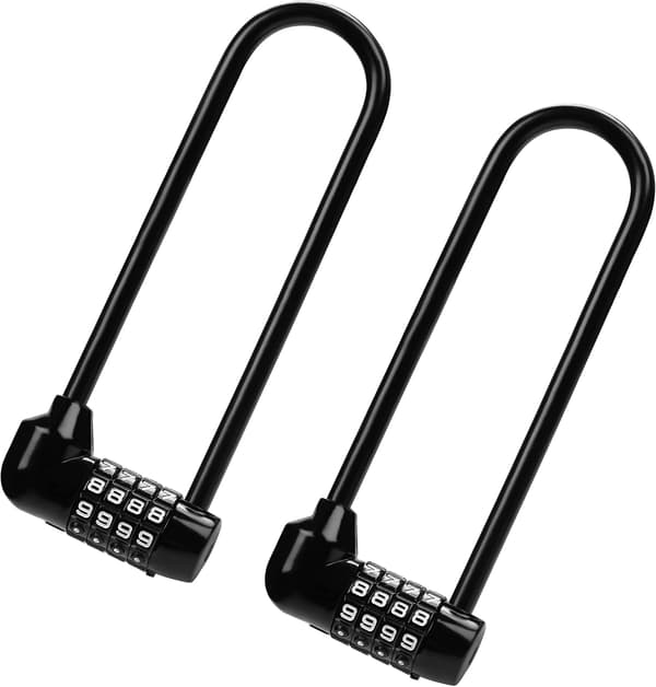 4-siffrigt kombinationslås för cykel (2-pack) - 16 cm, Elcykellås