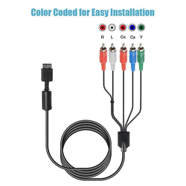 2X Ypbpr til PS2/PS3/PS3 Slim HlsV-Ready TV HD Komponent AV-kabel 5-leder 1,8M Sort[ls] Musta