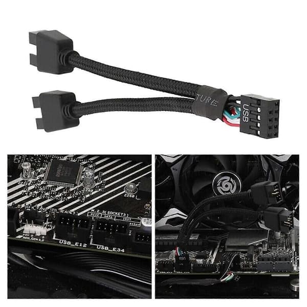 Hovedkort USB 2.0 9-pinners header 1 til 2 forlengelseshub splitteradapter konverter Js—ls
