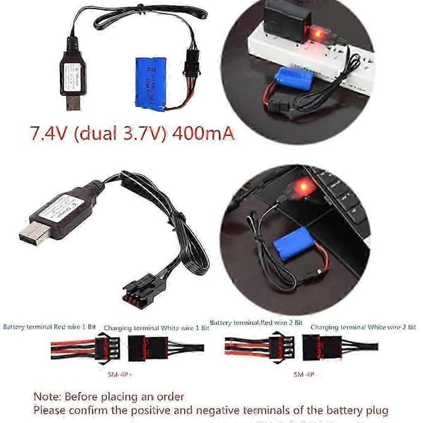 7.4V SM4P omvendt lader 4-pinners litiumbatteri USB omvendt ladekabel
