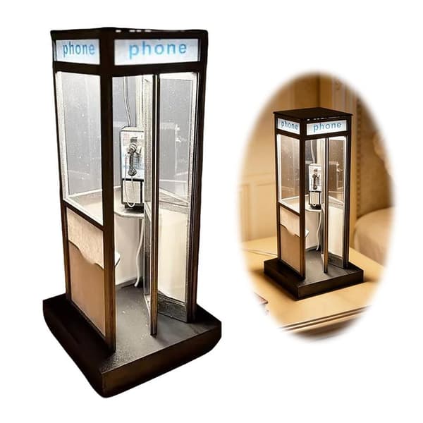 Retro Vintage Hög Telefonkiosk Lampa Clear