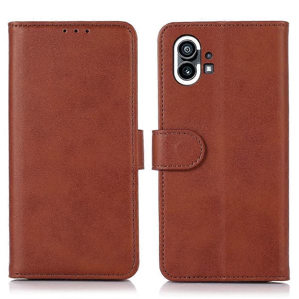 För Nothing Phone 1 Mobilskal i läder med ko-textur Brown