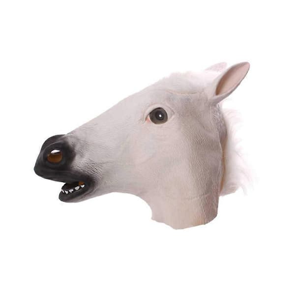 Halloween Hestemaske Cosplay Maskerade Morsom Halloween Hestehode Maske Hodeplagg white
