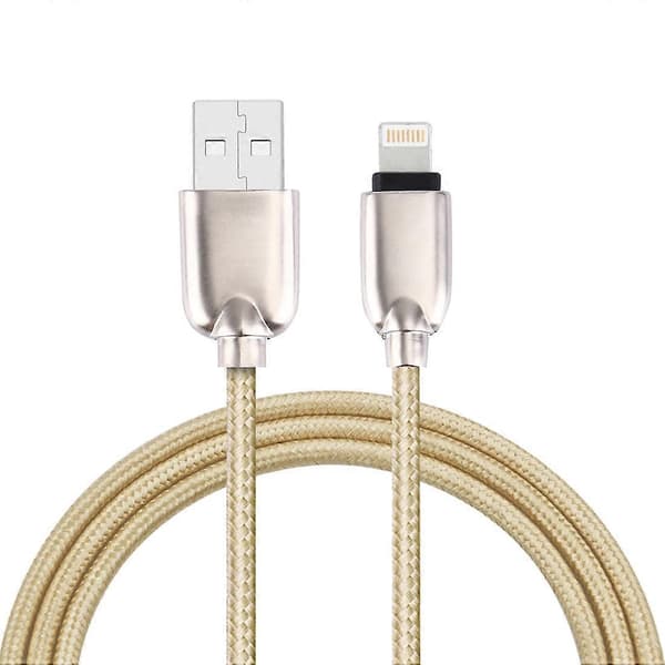 1m vævet 108 kobberkerner 8-benet til USB data synkroniseringsopladerkabel til iPhone, iPad[ls] Gold