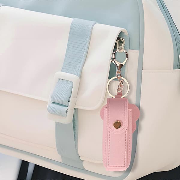 Solid leppestiftholder i skinn Bærbart tilbehør for dagligliv, pendling og reiser Daglig bruk Rosa Pink
