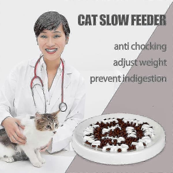 Keramisk katte-slowfeeder-skål til sund spisning