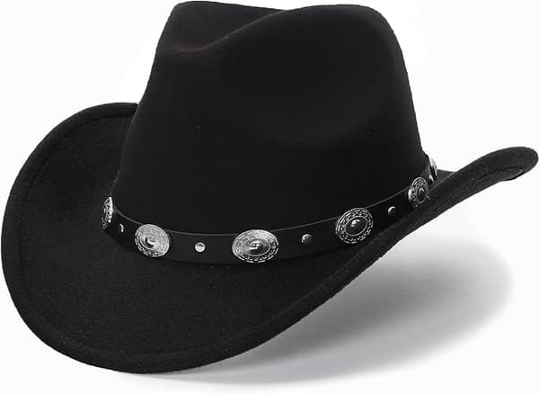 Western Cowboyhat til par, klassisk etnisk stil, rullet kant med taljebåndsspænde, jazzhat—ls