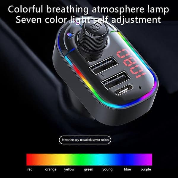 C12 Multifunktionel Bil Dobbelt USB Oplader Bluetooth FM Transmitter med Atmosfærelys Not Specified