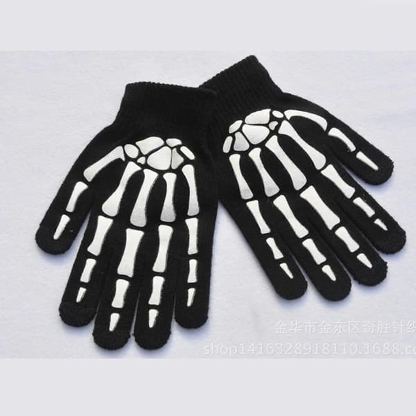 Kraniehandsker Kreative Lysende Handsker Strikkede Kraniehandsker Håndvarmere Knogle Glitter Handsker[ls] Grimace