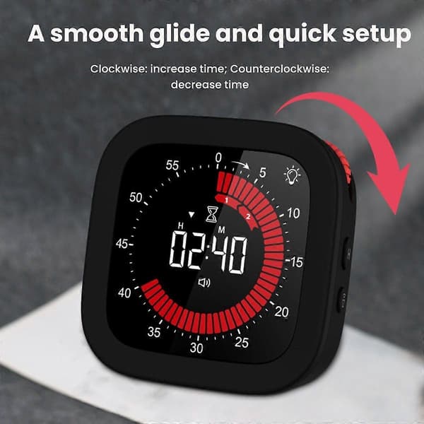 Digital visuel timer, genopladelig nedtællingstimer med justerbar lydstyrke og lysstyrke, magnetisk bagside til køkkentimer—ls