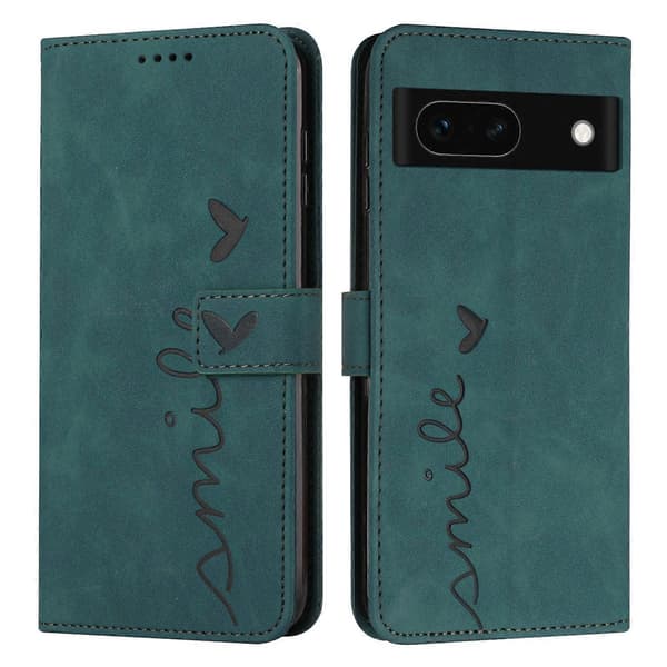 Hudfølelse Hjertepræget Læder Telefoncover med Lang Snor til Google Pixel 8a Red