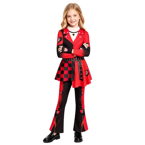 Piger Wonderland Rød Kostume Børn Cosplay Outfit Sæt Handsker Paryk Rubyred Rubyred 4-5 Years