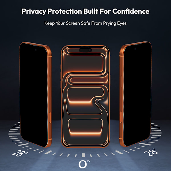2-Pack iPhone 17 Pro Privacy Screen Protector - Tempered Glass | [Automatic Installation] - Bubble-Free iPhone 17 Pro