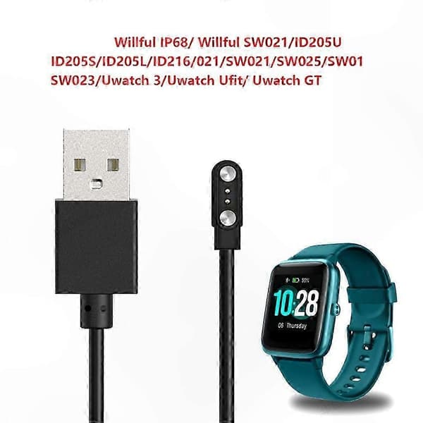 Magnetisk opladerkabel til smartwatches IP68-kompatibel USB 2-bens oplader 1 pieces