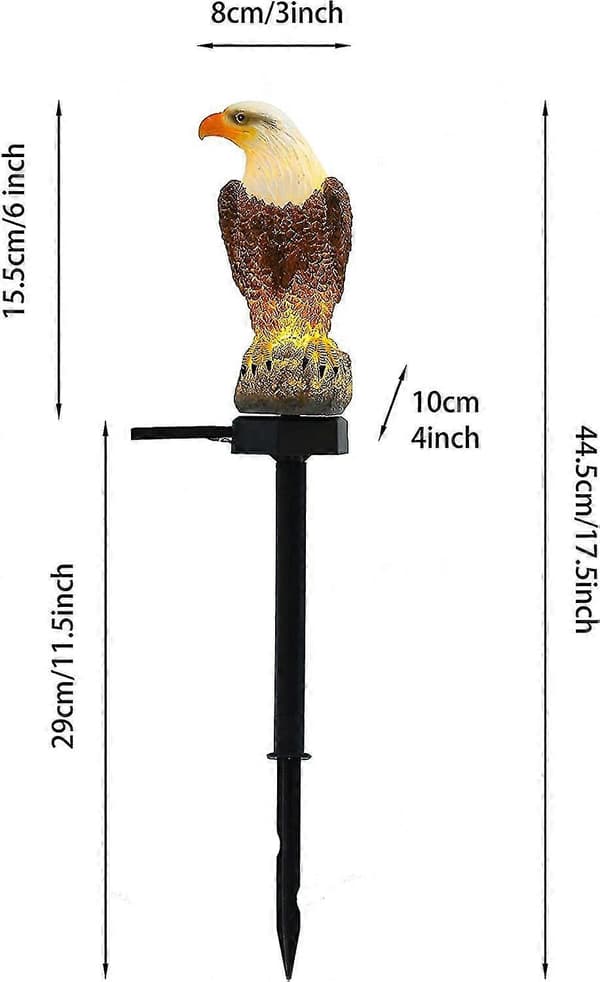 Eagle Solar Pathway Lighting 3 stk Utendørslys Hage Solar Stake Light Ørnestatue For Hage, Plen, uteplass[ls]