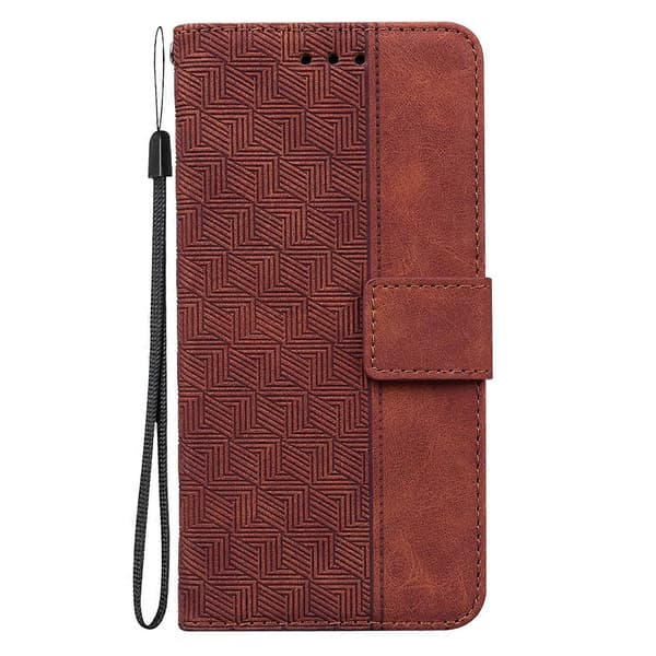 Til Nothing Phone 1 Geometrisk præget flip læder telefoncover Brown