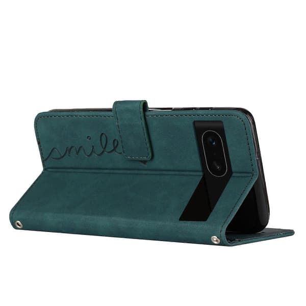 Hudfølelse Hjertepræget Læder Telefoncover med Lang Snor til Google Pixel 8a Green