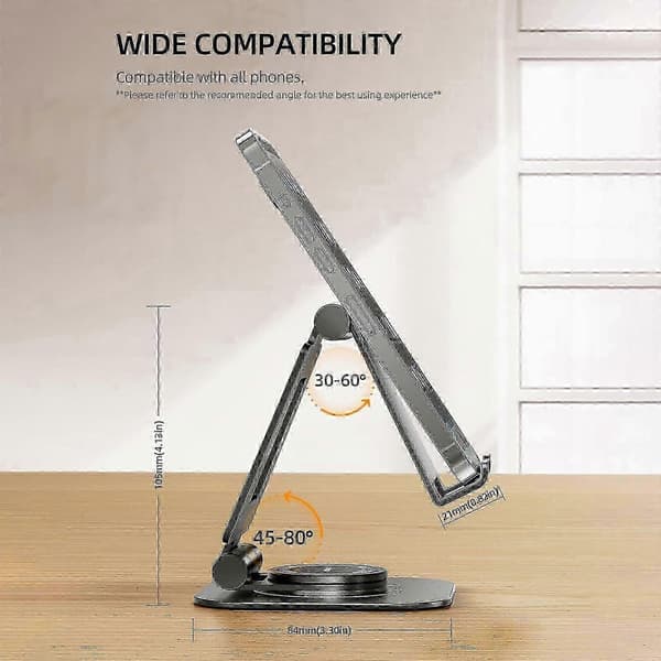 360 Justerbar Telefonholder | 360 Rotation, Multi-Vinkel Bordmontering—ls Black