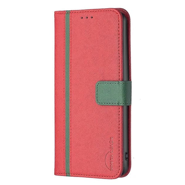 Til Nothing Phone 1 BF13 Farvematchende Kryds Tekstur Læder Telefoncover Red