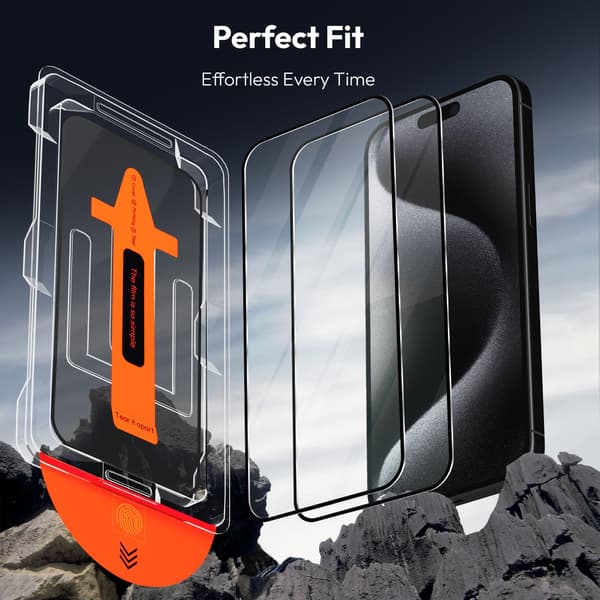 2-Pack iPhone 15 Pro Max Skärmskydd - Härdat Glas | [Automatisk Installation] - Bubbelfritt