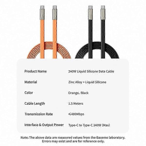 240W Hurtigopladningskabelbeslag Datakabel til 17 & Type-C Enheder Data Cable Set Black