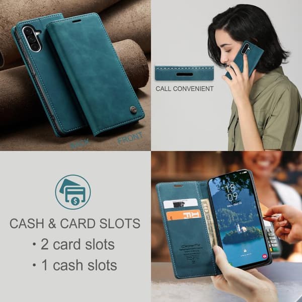 Samsung Galaxy A56 Deksel CaseMe 013 Multifunksjonell Horisontal Flip Lær Blå
