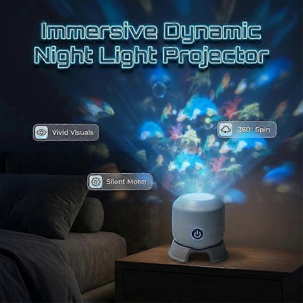 LED Dynamisk Roterende Projektorlys, 360° Ocean Wave Natprojektionslampe, Multi-Vinkel Justerbar Base, Velegnet til Meditation—ls Ocean