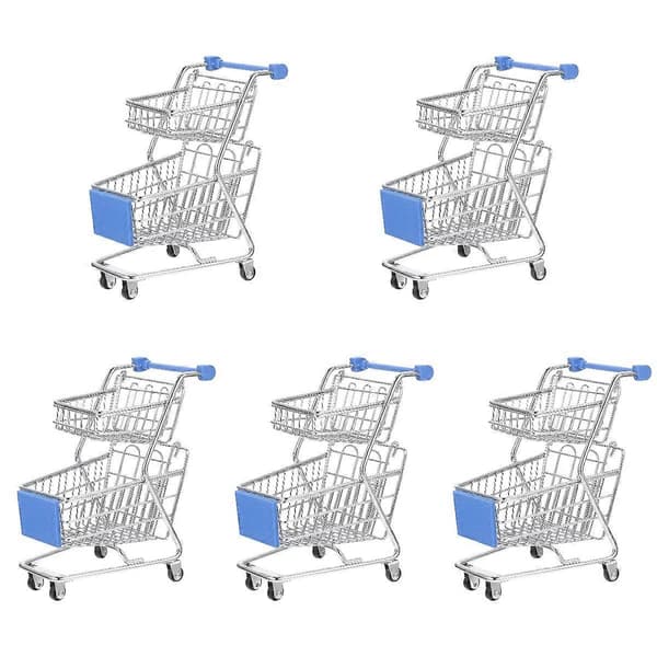 Mini handlekurv håndvogn leketøysmodell for barn bruk 5 stk mørkeblå