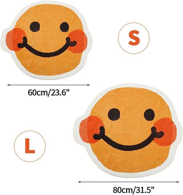 Tæppe med Smiley-ansigt til stue, superabsorberende skridsikkert tæppe, blød og sød dørmåtte til entréen, gulvtæpper til boligindretning, badeværelsestæppe