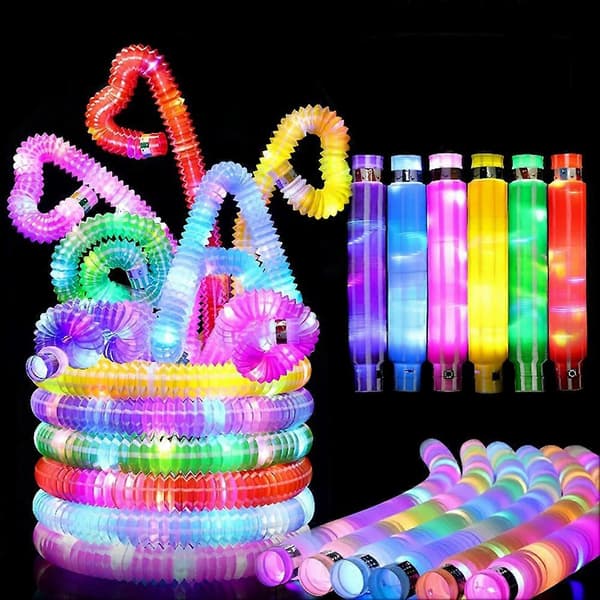 2,9 cm pakke LED-rør dekompression teleskoprør udluftning LED-lys vandrør farveboks 12 stk regnbue Colour A