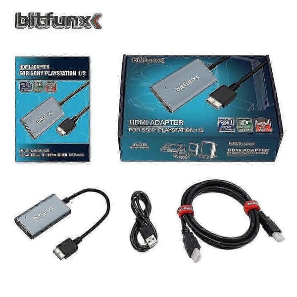 Bitfunx PS2 til HDMI-omformer for PS2 PS1 PlayStation 1/2 spillkonsoller med RGB til YPbPr-bryter[ls]