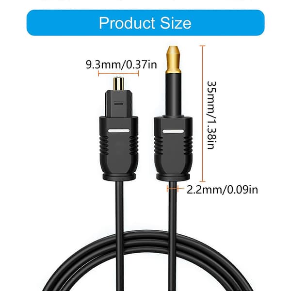 192KHz Optisk til Kabeladapter Opgraderer Forbindelse Optisk Lyd til 3.5mm for Forbedret Lyd i Hjemmeunderholdning 3 meters