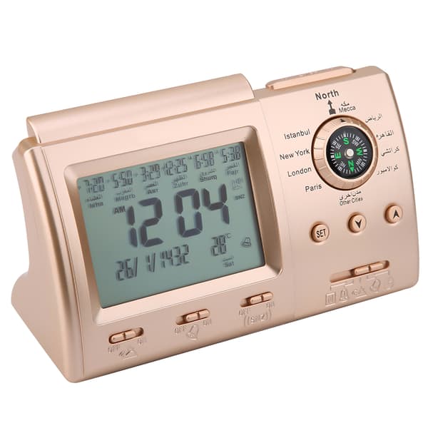Digital islamisk bönväckarklocka - LCD-skärm, Azan-alarm, böntidspåminnelse
