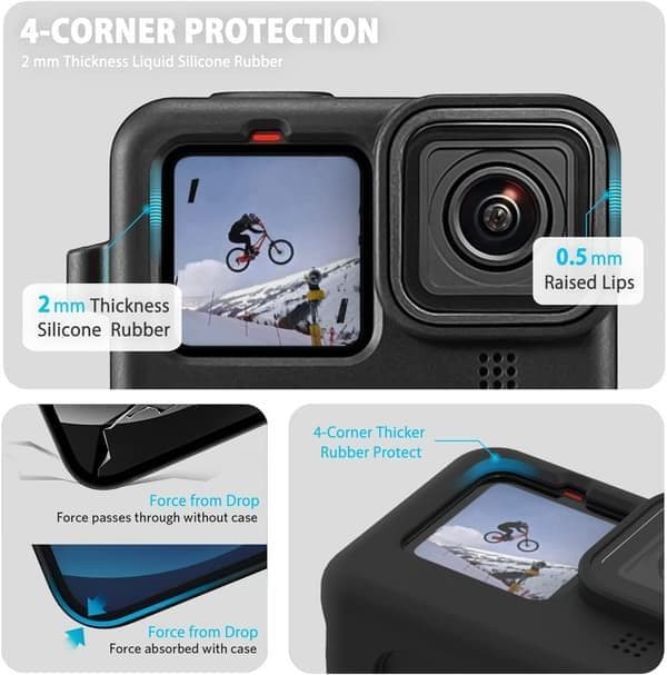 Case Set for Go Pro Hero11/ 10/ 9, including Side Cover and Lens Cap