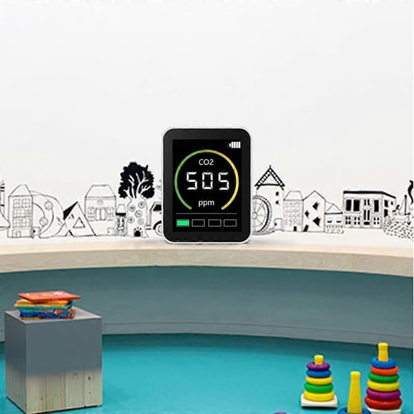 CO2 luftkvalitetsmonitor gasstester detektoranalysator kuldioxidmåler med temperaturfugtighedsdisplay 400-5000PPM—ls Vit