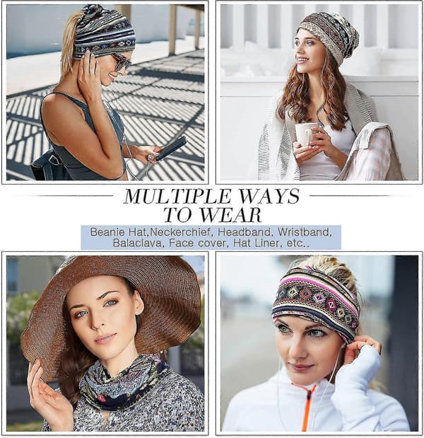 5 delar dammössa med lös mössa och säckig sovmössa, turban